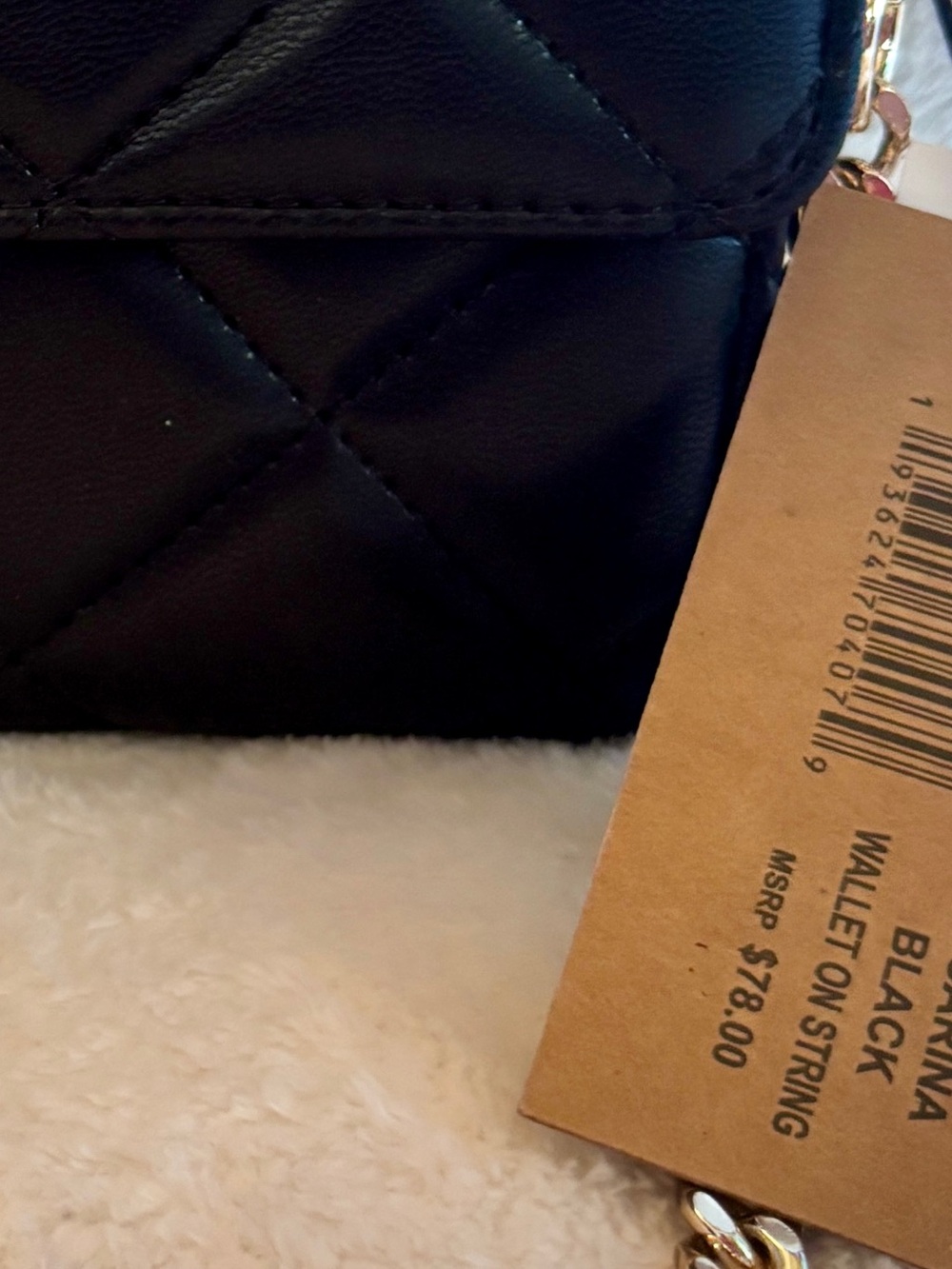 Steve Madden BCarina Quilted Crossbody Wallet on Chain NWT Black Gold - Picture 9 of 9